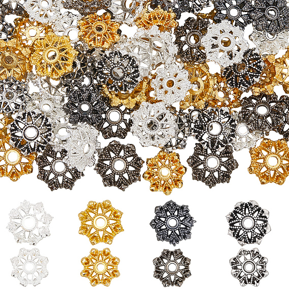 112 шт. 8 стили тибетские стили колпачки для бусин из сплава, цветок