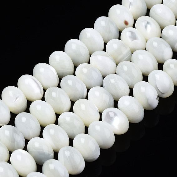 Natural Trochid Shell/Trochus Shell Beads Frames Strands, Rondelle, Bleach