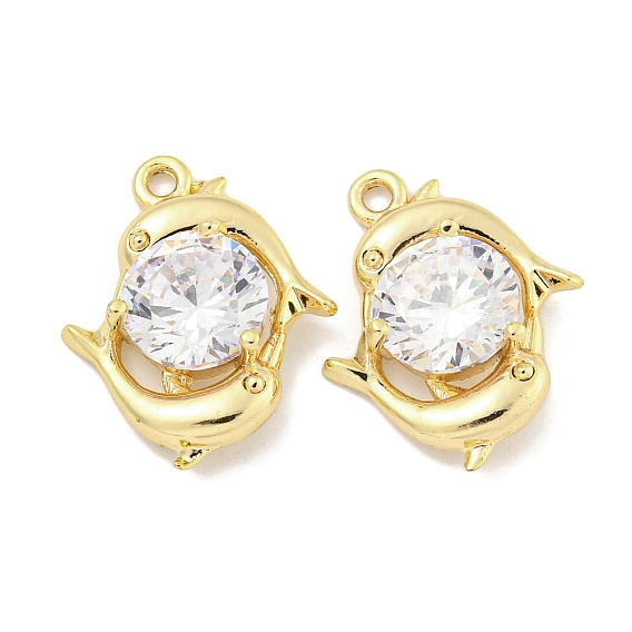 Латунь стекло кулоны, дельфин, прозрачные