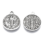 Tibetan Style Pendants, Saint Benedict Medal, Cadmium Free & Lead Free,Flat Round, 21x18x2mm, Hole: 1mm