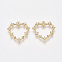 Brass Cubic Zirconia Pendants, Nickel Free, Real 18K Gold Plated, Heart