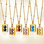 304 Colliers avec pendentif rectangulaire en acier inoxydable orné d'une boule ronde en zircon cubique à facettes, or
