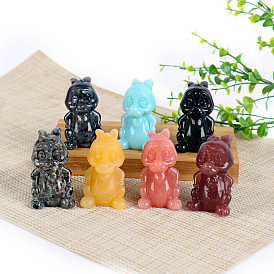 Natural & Synthetic Gemstone Carved Rabbit Figurines Statues for Home Office Desktop Decoration