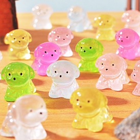 Luminous Resin Dog Figurines Statues for Car Desktop Decoration, Glow in the Dark Ornaments