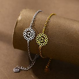 304 Bracelets en acier inoxydable à maillons en forme de fleur, inspirés des chakras et du yoga, pour femmes