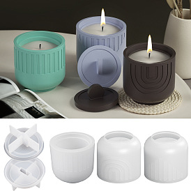 Stripe Pattern Column Candle Jar Molds, Food Grade Silicone Concrete Molds for Candle Holder, Epoxy Resin Casting Molds