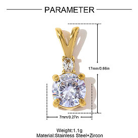 304 подвески из нержавеющей стали с кубическим цирконием, очарование черепахи, ионное покрытие (ip), реальный 18 k позолоченный
