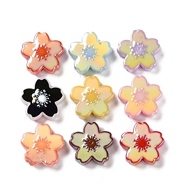 Opaque Acrylic Beads, with Enamel, Sakura