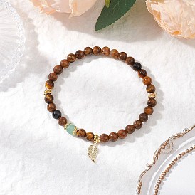 Эластичные браслеты из натурального тигрового глаза и зеленого авантюрина