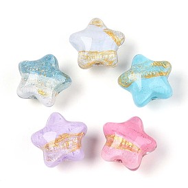 Прозрачные смоляные эмалевые бусины, бусины ручной работы, звезда, золотой фольгой