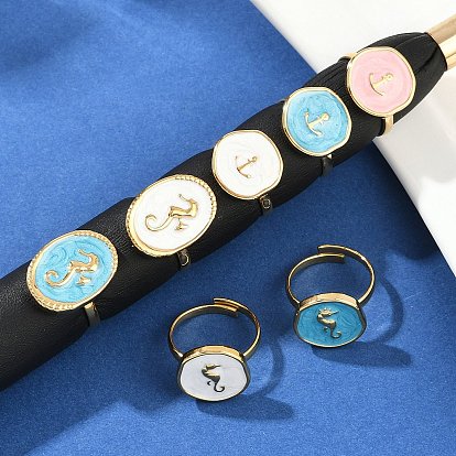 304 эмалированные открытые манжеты из нержавеющей стали для женщин, ионное покрытие (ip), золотые, плоский круглый с морским коньком/плоский круглый с якорем/овальный с морским коньком