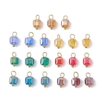 21 стеклянные брелоки шт., кубические, с золотыми латунными булавками с шаровой головкой, граненые