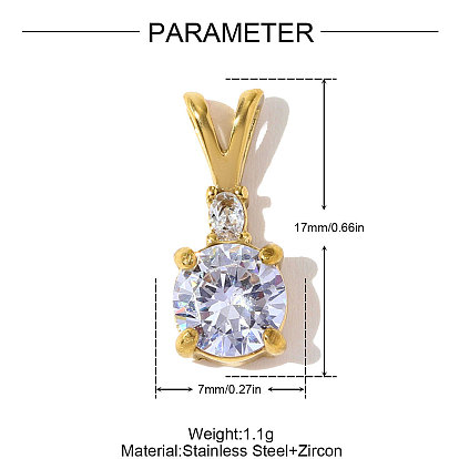 304 подвески из нержавеющей стали с кубическим цирконием, очарование черепахи, ионное покрытие (ip), реальный 18 k позолоченный