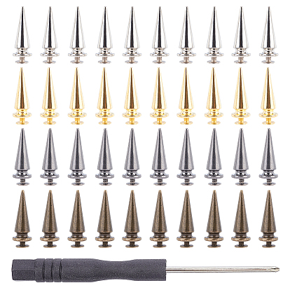 Alloy Spikes Screwback Studs, with Screw, Iron Screwdriver