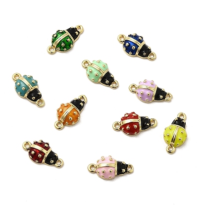 Подвески из латунной эмали, божья коровка ссылки, долговечный, без кадмия и без свинца, реальный 18 k позолоченный, стойки покрытие