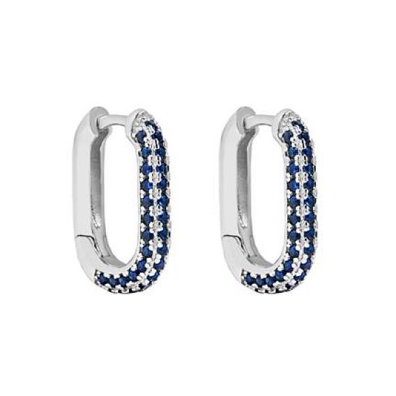 925 Sterling Silver Hoop Earrings, Minimalist Design Micro Cubic Zirconia Oval Personalized Women's Earrings