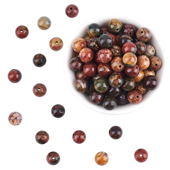 Natural Polychrome Jasper/Picasso Stone/Picasso Jasper Round Bead Strands