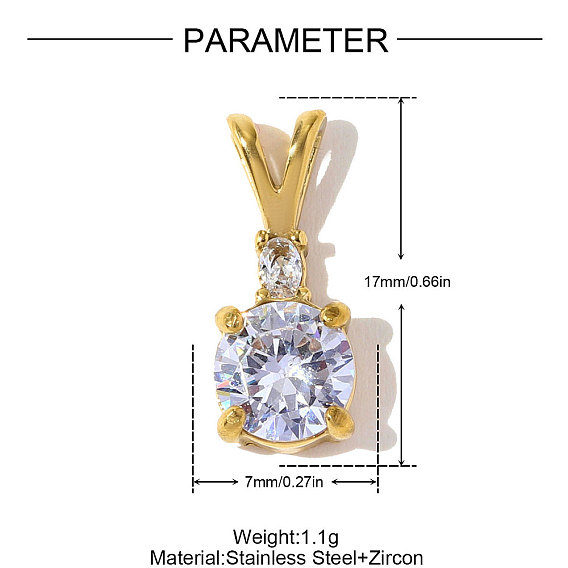 304 подвески из нержавеющей стали с кубическим цирконием, очарование черепахи, ионное покрытие (ip), реальный 18 k позолоченный