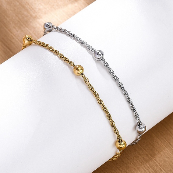 304 женские браслеты-цепочки из нержавеющей стали, круглые