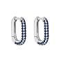 925 Sterling Silver Hoop Earrings, Minimalist Design Micro Cubic Zirconia Oval Personalized Women's Earrings