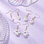 Round Shell Pearl Beads Dangle Earrings, with 304 Stainless Steel Earring Hooks and Brass Wire Earrings