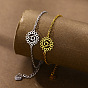 304 Chakra-Yoga-Armbänder aus Edelstahl mit Blumengliedern für Damen