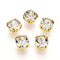 Glass Rhinestone Sew on Rhinestone, Multi-strand Links, Flat Round, with 201 Stainless Steel Prong Settings, Garments Accessories