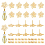 20Pcs Brass Stud Earring Findings, with 20Pcs 304 Stainless Steel Ear Nuts, Flower
