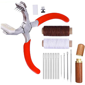 Leather Punch Tools and Supplies, Leather Working Tools Kit, for Stitching Punching Cutting Sewing Leather Craft Making