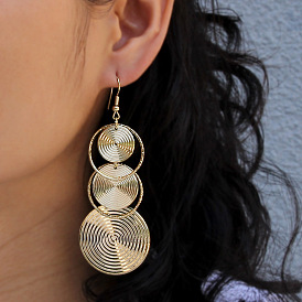 EA1029 Jewelry Fashion Geometric Pendant Personality Long Metal Circle Earrings For Women