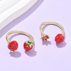 Латунные с эмалью манжеты открытые кольца для женщин, реальный 18 k позолоченный