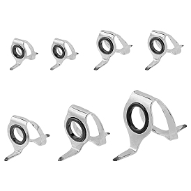 7piezas 5 anillo guía de caña de pescar de acero inoxidable estilo, guía de línea de caña de pescar