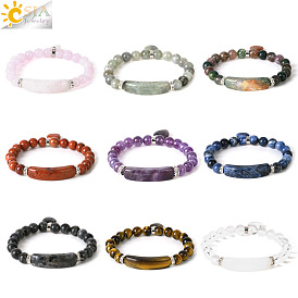 Natural energy crystal semi-precious stone single circle bracelet stone love pendant accessories women's bracelet elastic cord jewelry