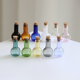 Mini High Borosilicate Glass Bottle Bead Containers, Wishing Bottle, with Cork Stopper, Lamp