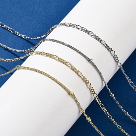 Латунные двухслойные ожерелья, Цепочки Фигаро и Спутниковые ожерелья для женщин, 304 из нержавеющей стали застежкой омар, стойки покрытие, без свинца и без кадмия, долговечный