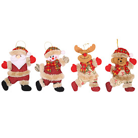 Christmas Dancing Santa Claus Snowman Deer Bear Doll Cloth Pendant Decoration, for Christmas Tree Hanging Ornaments