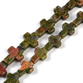 Natural Unakite Beads Strands, Cross