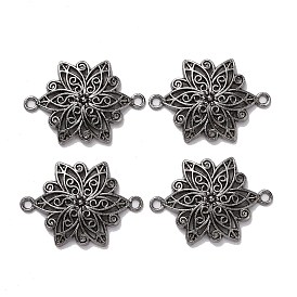 Тибетского стиля ссылки / разъемы, без свинца и без кадмия, цветок, 40x28x2.5 мм, отверстие: 2.5 мм