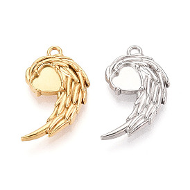 304 Настройки кабошон из нержавеющей стали кулон, крыло с сердцем
