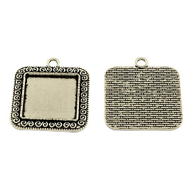 Сеттинги для кабошонов или кулона, сплав, тибетский стиль , квадратный, без кадмия и без свинца, 29.5x29.5x2 мм, отверстие : 3.5 мм, лоток : 20x20 мм
