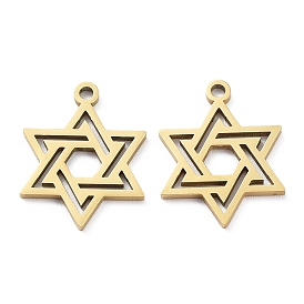 Ion Plating(IP) 316L Surgical Stainless Steel Pendants, Star of David Charm