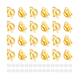 30шт. полукруглые латунные клипсы-серьги, с петлями и силиконовыми ушками из 30 шт.