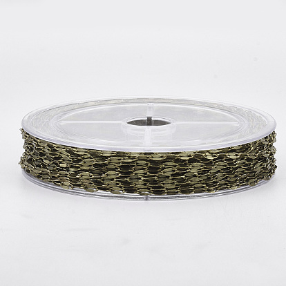 Brass Dapped Chains, Cable Chains, Soldered, with Spool, Flat Oval