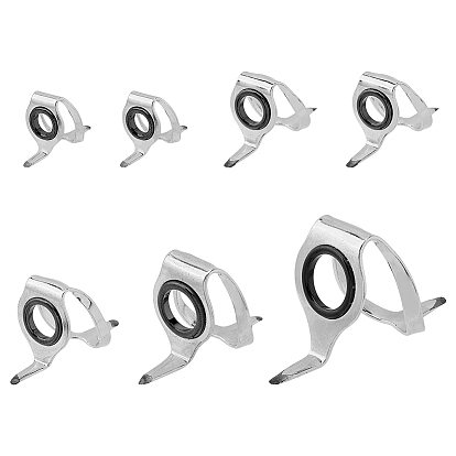 7piezas 5 anillo guía de caña de pescar de acero inoxidable estilo, guía de línea de caña de pescar