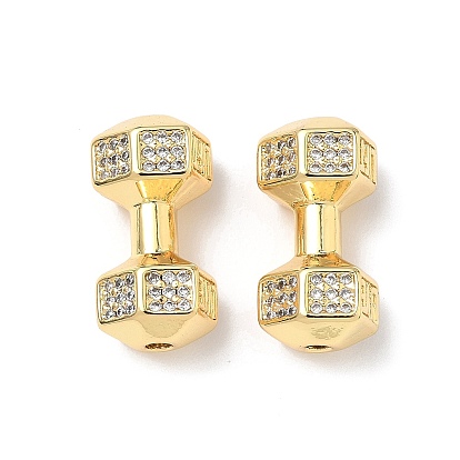 Латунные прозрачные бусины из кубического циркония, без кадмия и без свинца, долговечный, гантель