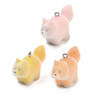 Подвески из непрозрачной смолы, лиса, с платиновыми тоновыми железными петлями