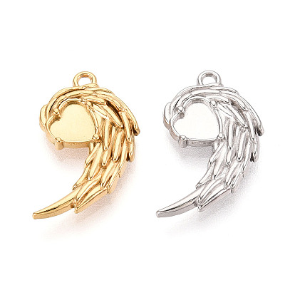 304 Настройки кабошон из нержавеющей стали кулон, крыло с сердцем
