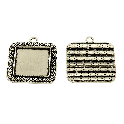Сеттинги для кабошонов или кулона, сплав, тибетский стиль , квадратный, без кадмия и без свинца, 29.5x29.5x2 мм, отверстие : 3.5 мм, лоток : 20x20 мм
