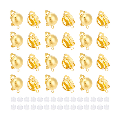 30шт. полукруглые латунные клипсы-серьги, с петлями и силиконовыми ушками из 30 шт.