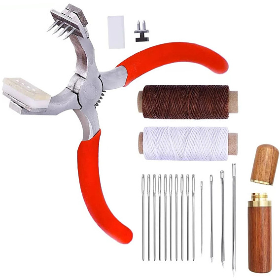 Outils et fournitures pour poinçonner le cuir, kit d'outils de travail du cuir, pour la couture de poinçonnage de coupe de couture de fabrication d'artisanat du cuir